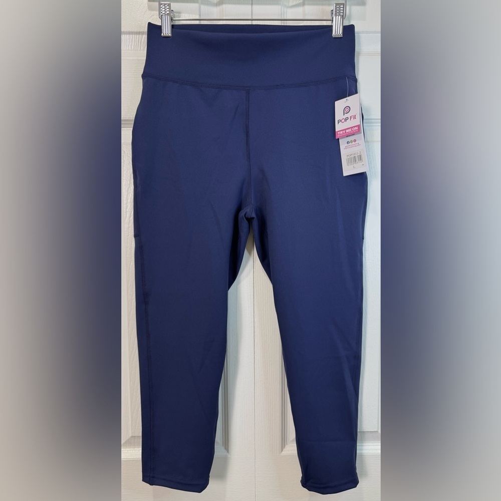 POP Fit Deep Navy High-Rise Capri Leggings. Size L NWT